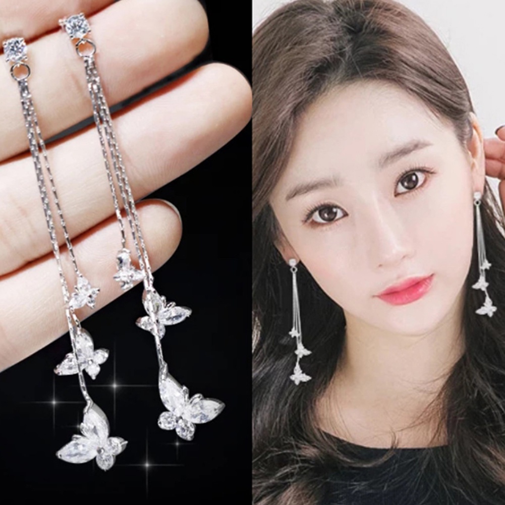 Anting Gantung Panjang Model Kupu-Kupu Dengan Rumbai Untuk Wanita Butterfly