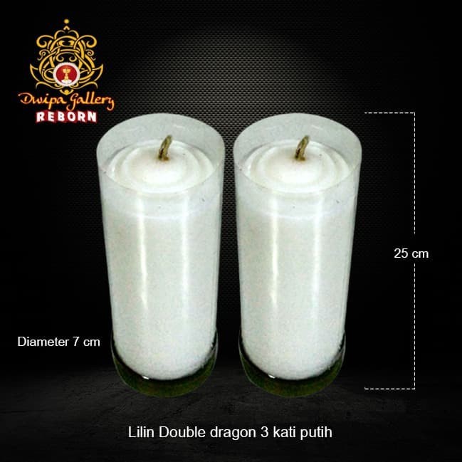 Lilin/Candle Puja Sembahyang Pilar Natal Double Dragon 3 Kati Putih