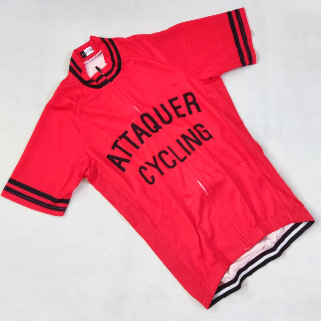 Jersey Sepeda Impor Coolmax Motif Attaquer Cycling Merah