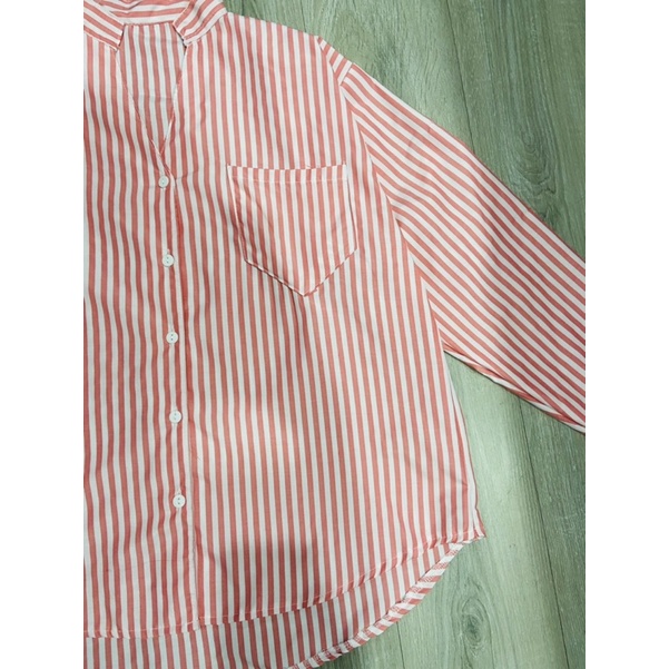 real pic kemeja salur vneck / kemeja stripe kerja