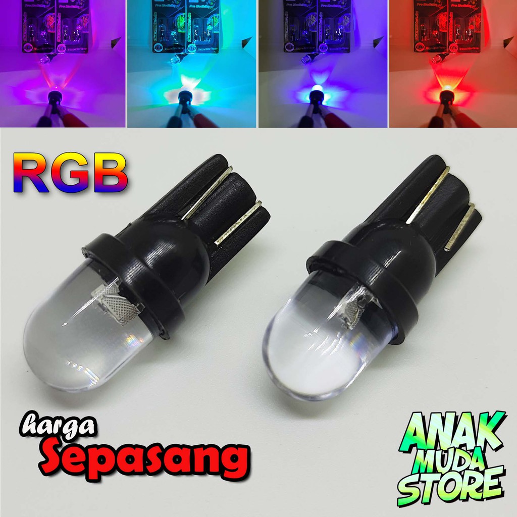 (LT09) Lampu LED T10 Rainbow Kedip 7 WARNA Senja Sein Sen 12V Mobil Motor Beat Mio Soul Scoopy Vario-2