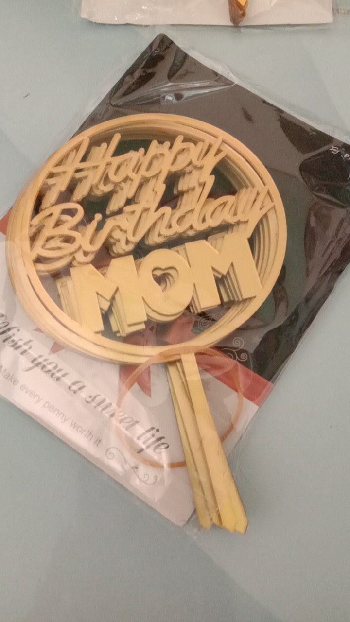 New Happy Mothers Day Acrylic Cake Toppers Gold Mom Birthday Cake Topper  For Mommy Birthday Party Cake Decorations