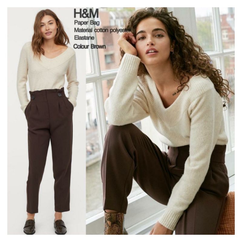 

H&m paperbag trousers pants - Brown