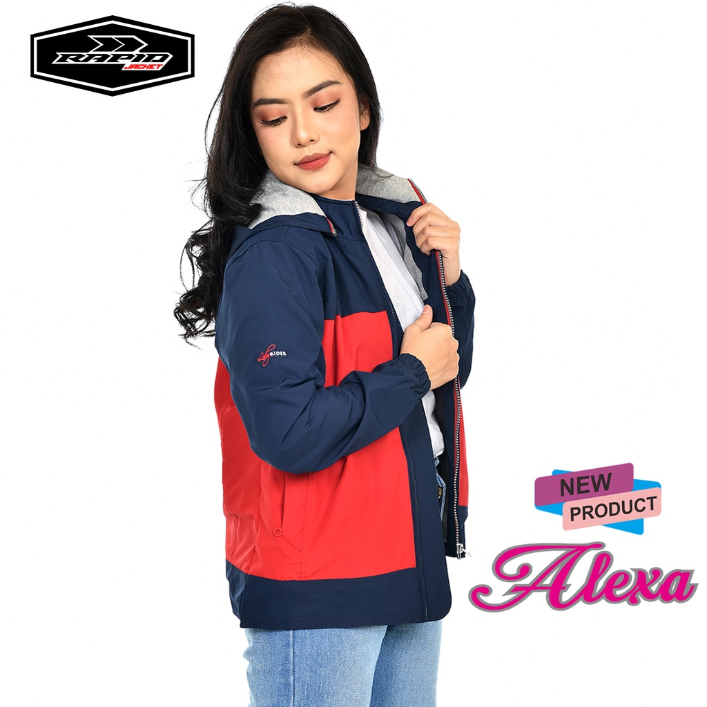 Jaket parasut wanita RAPID ALEXA  parasit hoodie terbaru jacket motor cewe anti air dan antiangin