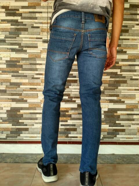 Jeans pensil ice blue/biru dongker/bio stone