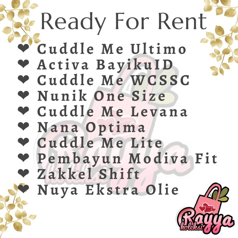 Sewa/ Rental CUDDLE ME ULTIMO- LEVANA- NUNIK- ACTIVA BAYIKUID- WCSSC- NANA OPTIMA- PEMBAYUN- LITE CA