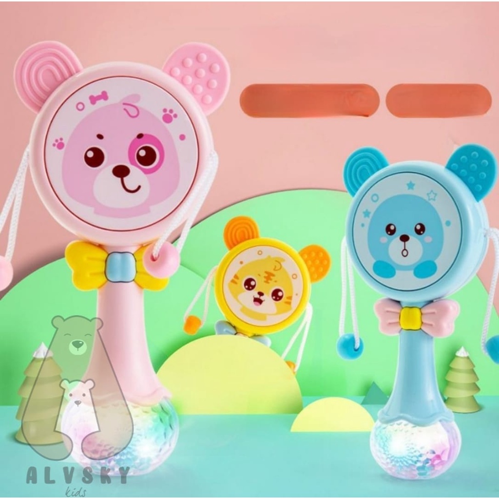 MAINAN ANAK TONGKAT RATTLE STICK MUSIK DAN TEETHER