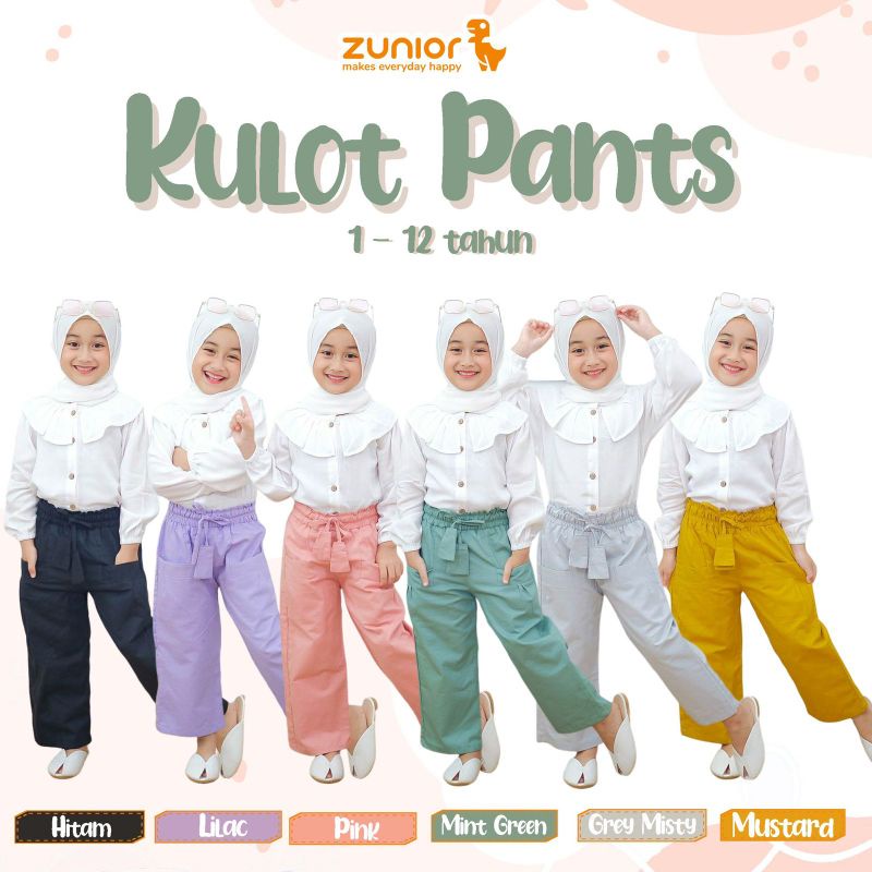 Celana Anak Perempuan Kulot Panjang Zunior Premium 6 Warna 1-12 Tahun