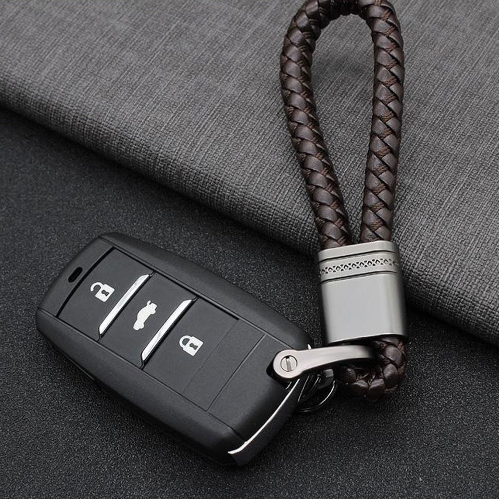 1 PCS Modern Kulit Weave Kait Tali Mobil Remote Pendek Keychain Keyrings Keychain Buatan Tangan