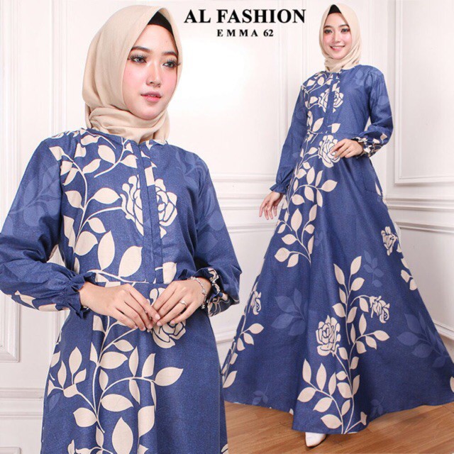 MAXI EMMA gamis ibu syari busana muslim baju lebaran tanpa plasmina