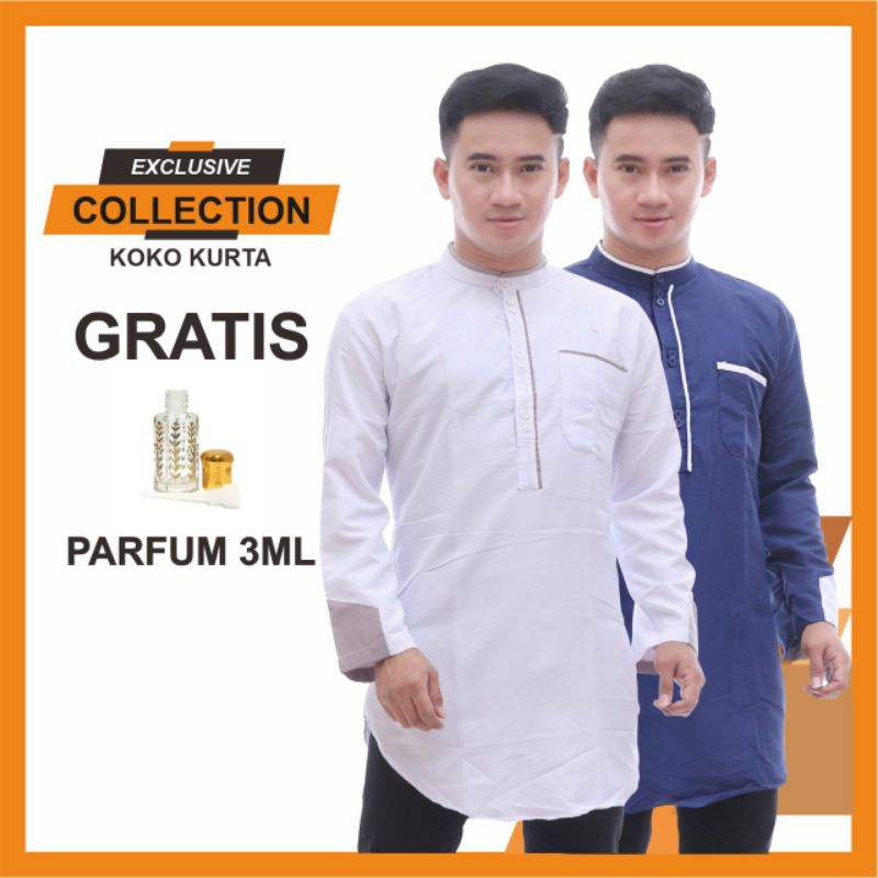 Baju Koko Kurta Pakistan Lengan Panjang Kain Katun Ukuran M L XL