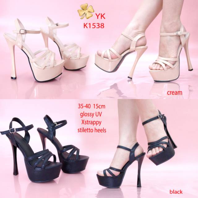 Osshoes 1538 high heels 15cm strappy heels sepatu hak wanita impor