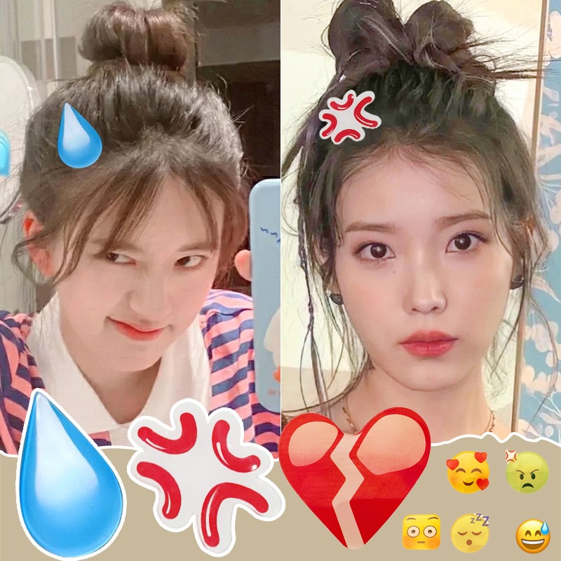 Emoji Hairpin Big Speechless Sweat Drop Side Bangs Clip Headdress Water Drop Expression Hair Accessory Sweet Heart Jewelry