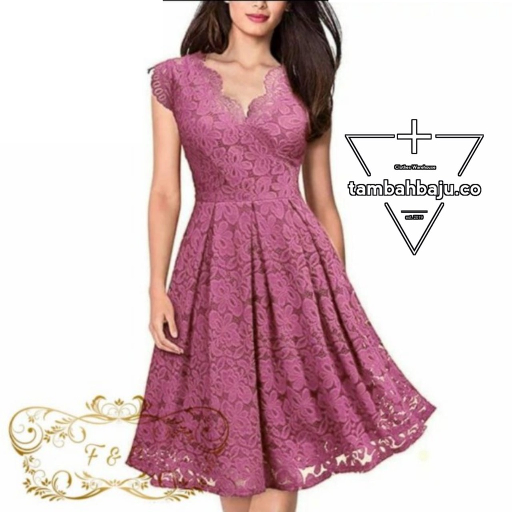 Baju Dress Brukat Sofia Wanita Dewasa Remaja Modern Mewah Elegan Anggun Cantik Trendy Murah Trend Ke