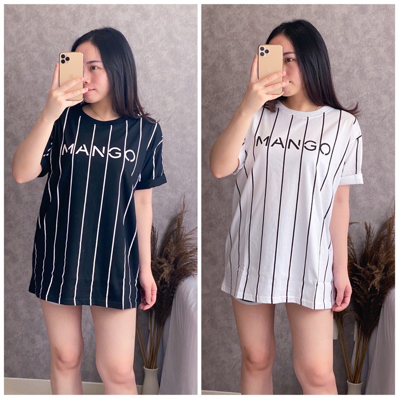 Baju Atasan Kaos Wanita Salur Hitam Putih | Kaos Wanita Import Terkini