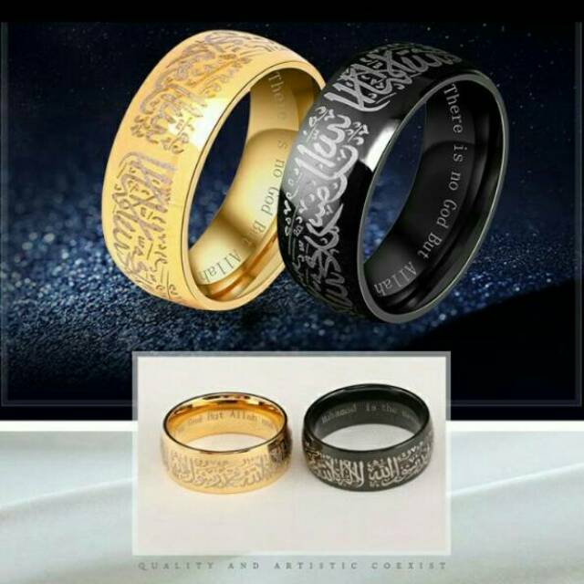 Free ongkir Cincin pria wanita ukiran syahadat islami