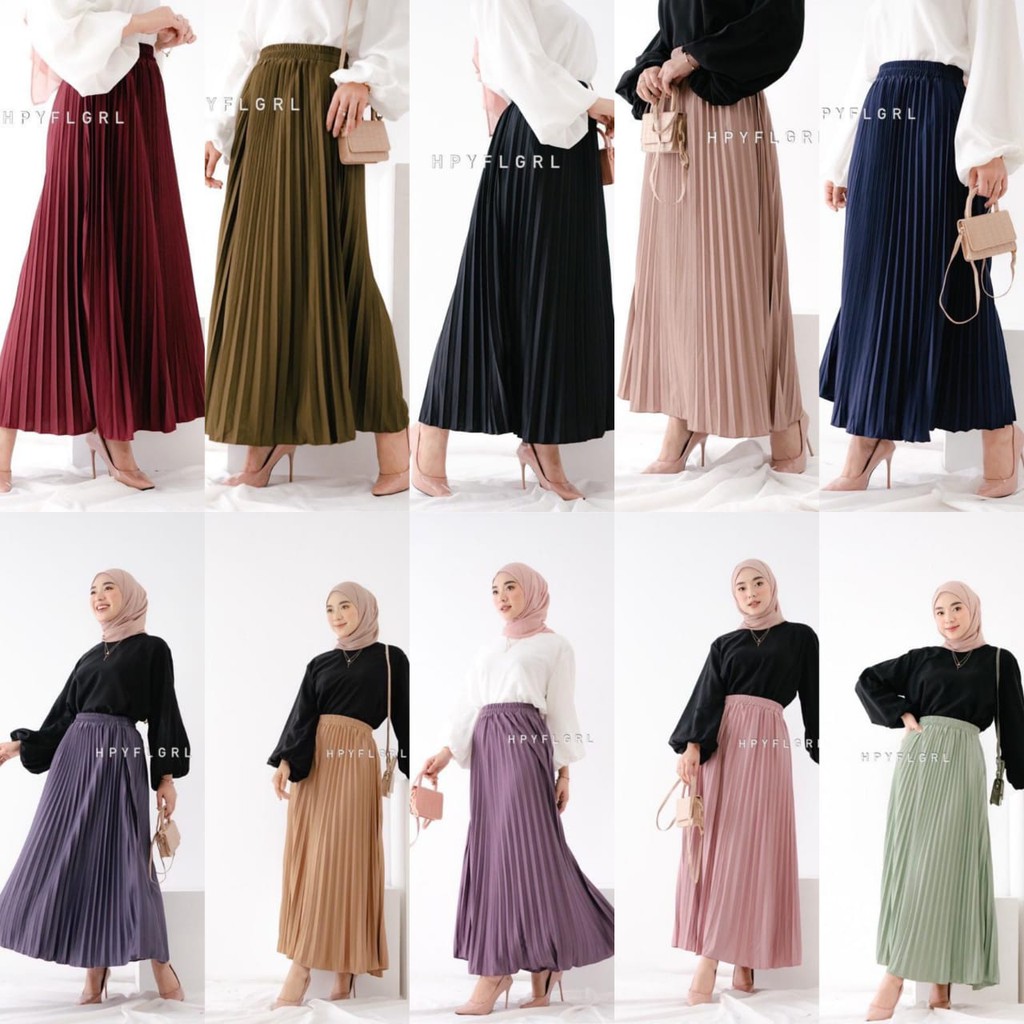 Rok plisket wanita  / Ready 16 varian warna / Bahan plisket premium hyget Grade A