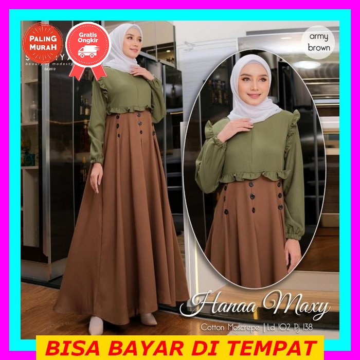Lesva Dress Gamis Elsire Sogan Variasi Kekinian Kerja Kantor Kondangan Murah Seragam Pakaian Baju Bu