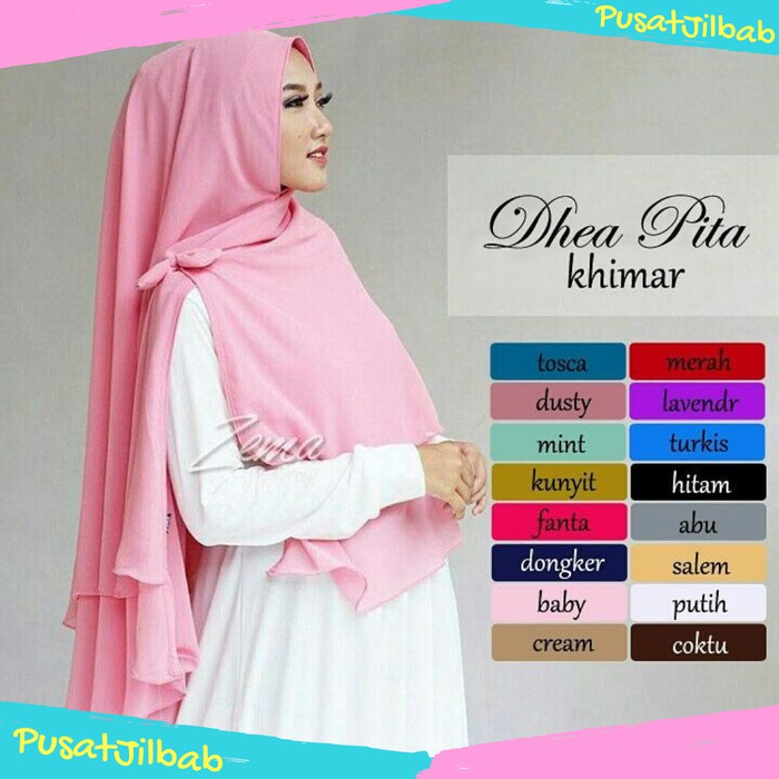 Jilbab Instan Hijab Khimar Ceruti Polos Dhea Pita 2 Layer Non Pet