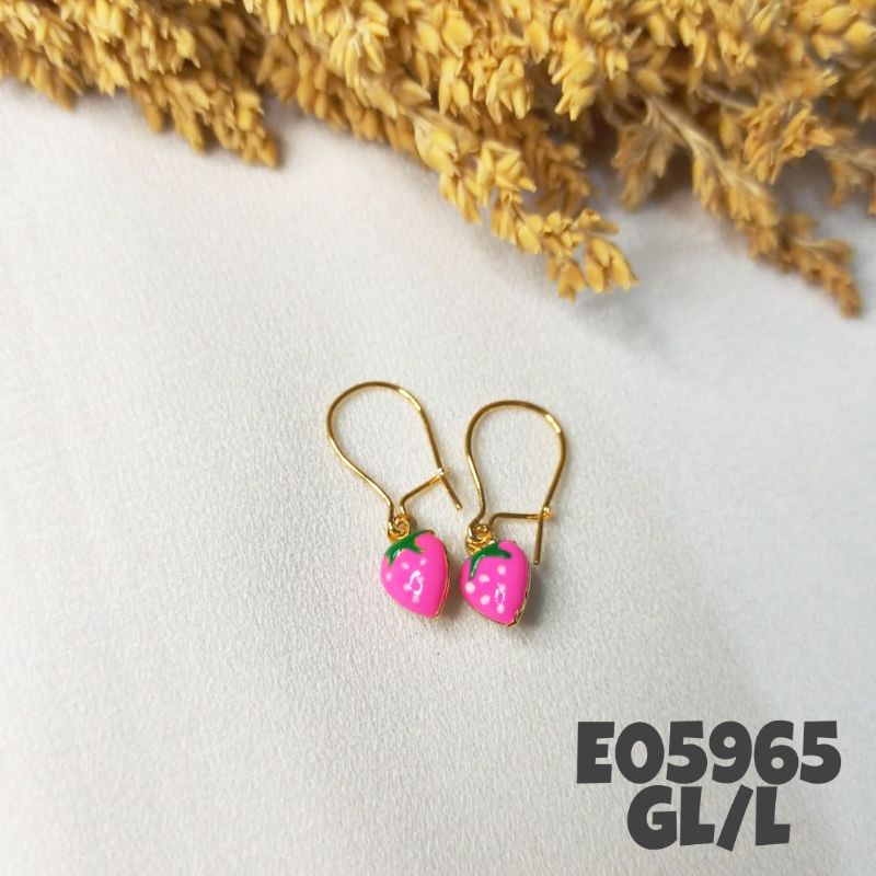 Anting Anak Yaxiya Stroberi Pink warna 18k E05065