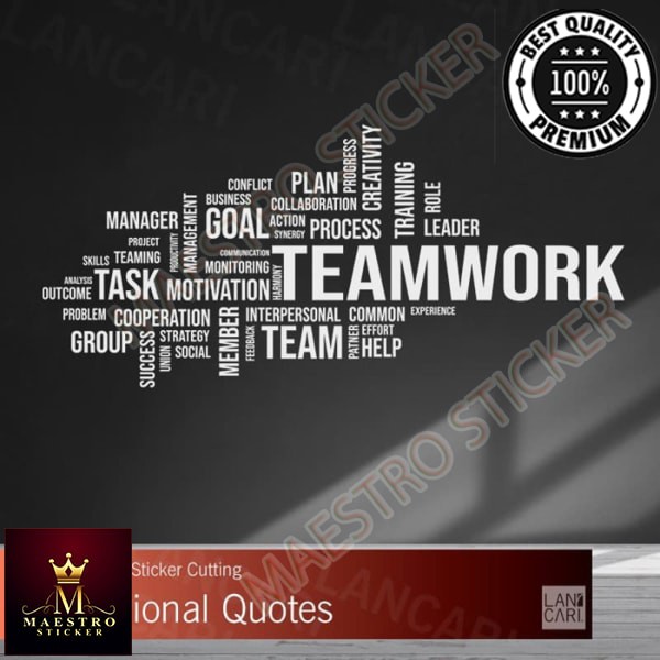 

M.STICKER Sticker Dinding Team Work cloud word Stiker Cutting Kaca office kantor - Hitam Doff