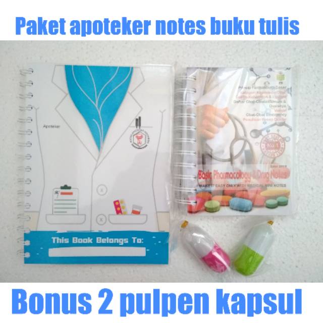 (TIDAK BISA COD) Paket apoteker / farmasi (buku farmakologi + custom notes A5 buku tulis) (Halaman D