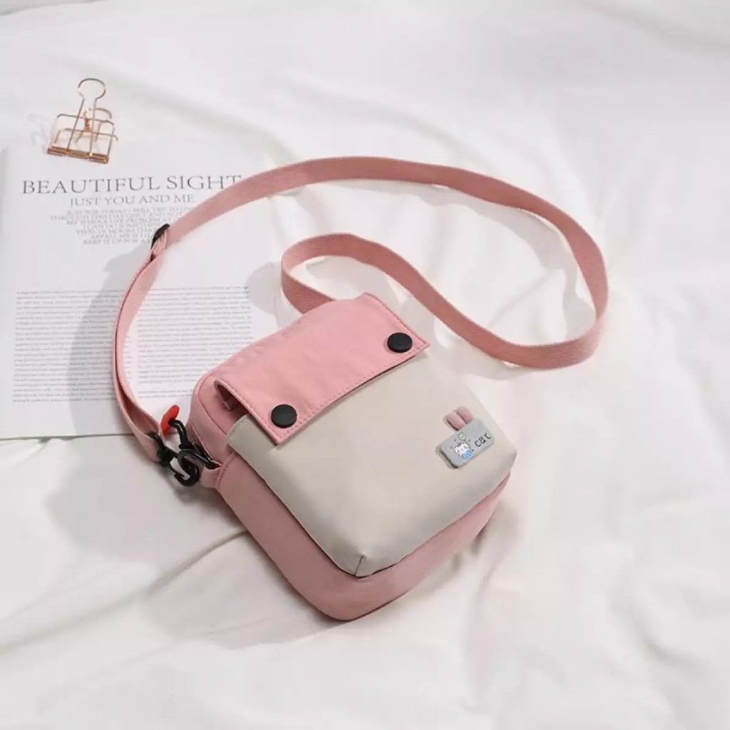 SLING BAG MINI CAT HAPPY -TAS SELEMPANG WANITA REMAJA UNTUK HANDPHONE &amp; DOMPET C