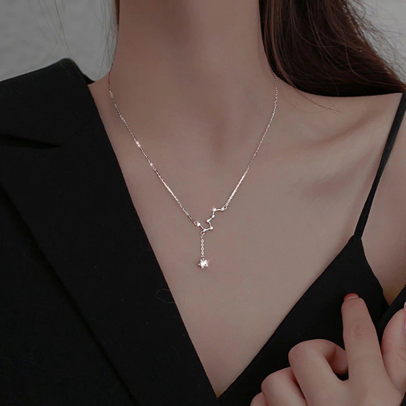 925 Sterling Silver Link Chain Tassel Star Pendent Necklace For Women Girls Wedding Party Jewelry