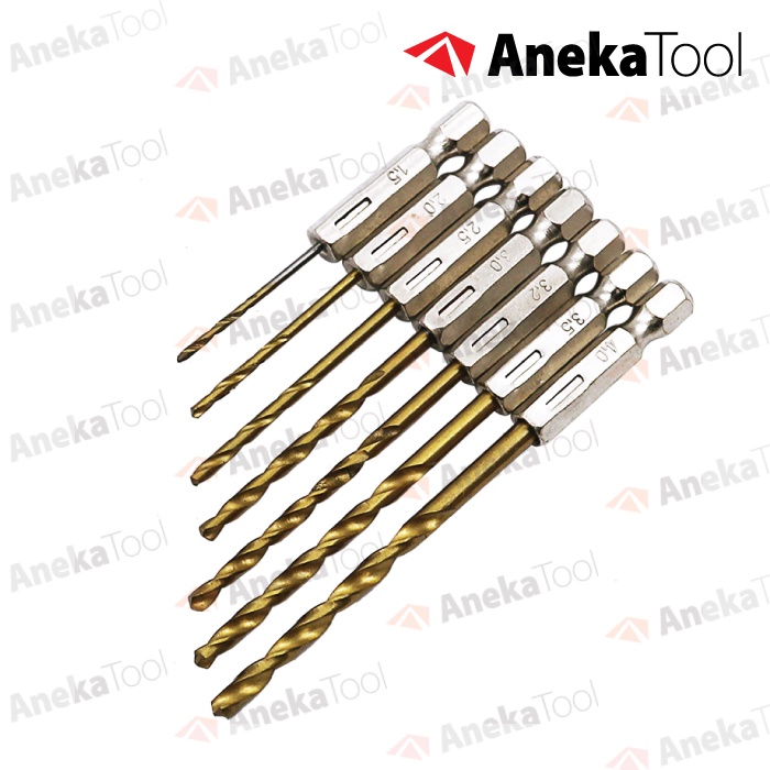 Mata Bor Besi Baja Set 13pcs HSS Titanium Power Drill Steel Hex Shank