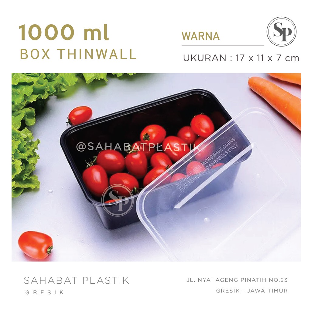 25PCS BOX THINWALL 1000 ML / TEPAK MAKAN 17 x 11 CM / TEMPAT CATERING / TEMPAT NASI KUNING