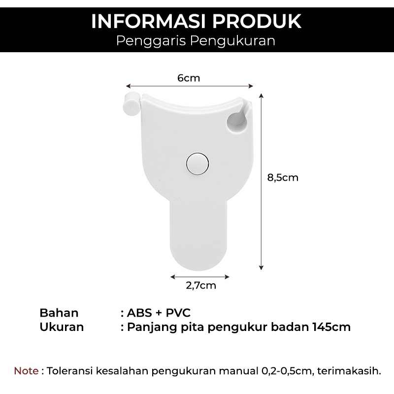 Meteran Baju Mini Roll Otomatis Gulung Alat Ukur Pinggang Kualitas Terbaik MX1060