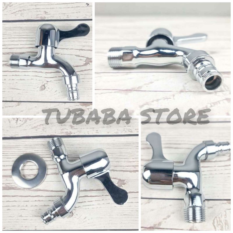 Kran Air kamar mandi Stenlis Murah Tembok Taman Drat 1/2 Keran Air Standar Stainless Steel