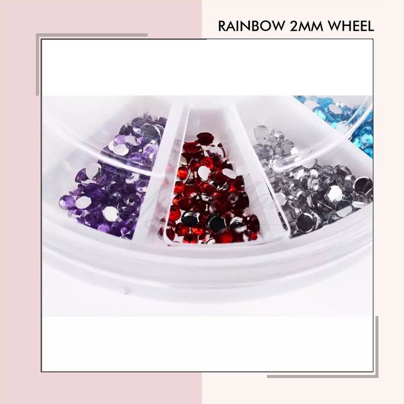 Rainbow rhinestones wheel nail art rhinestone 2mm 12 warna