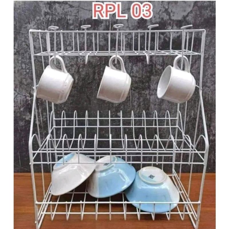 (MURAH) RPL 3 / Rak Piring susun 3 / Rak Piring Anti Karat / Rak Dapur