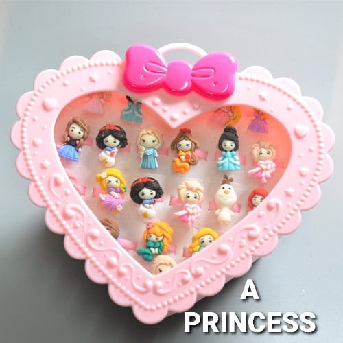 CINCIN ANAK CLAY MOTIF PRINCESS AKSESORIS PRINCES MAINAN ANAK KAWAII LUCU MURAH IMPORT