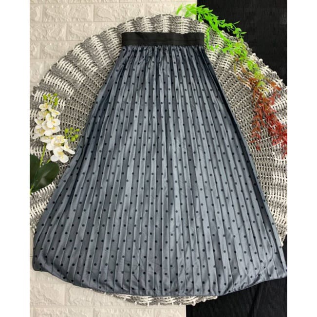 Celana Kulot Rayon Crincle Crinkle Airflow Panjang Wanita Premium Highwaist Loose Cullote Pants Homewear Jumbo Terbaru Kekinian-ROK POLKADOT GREY