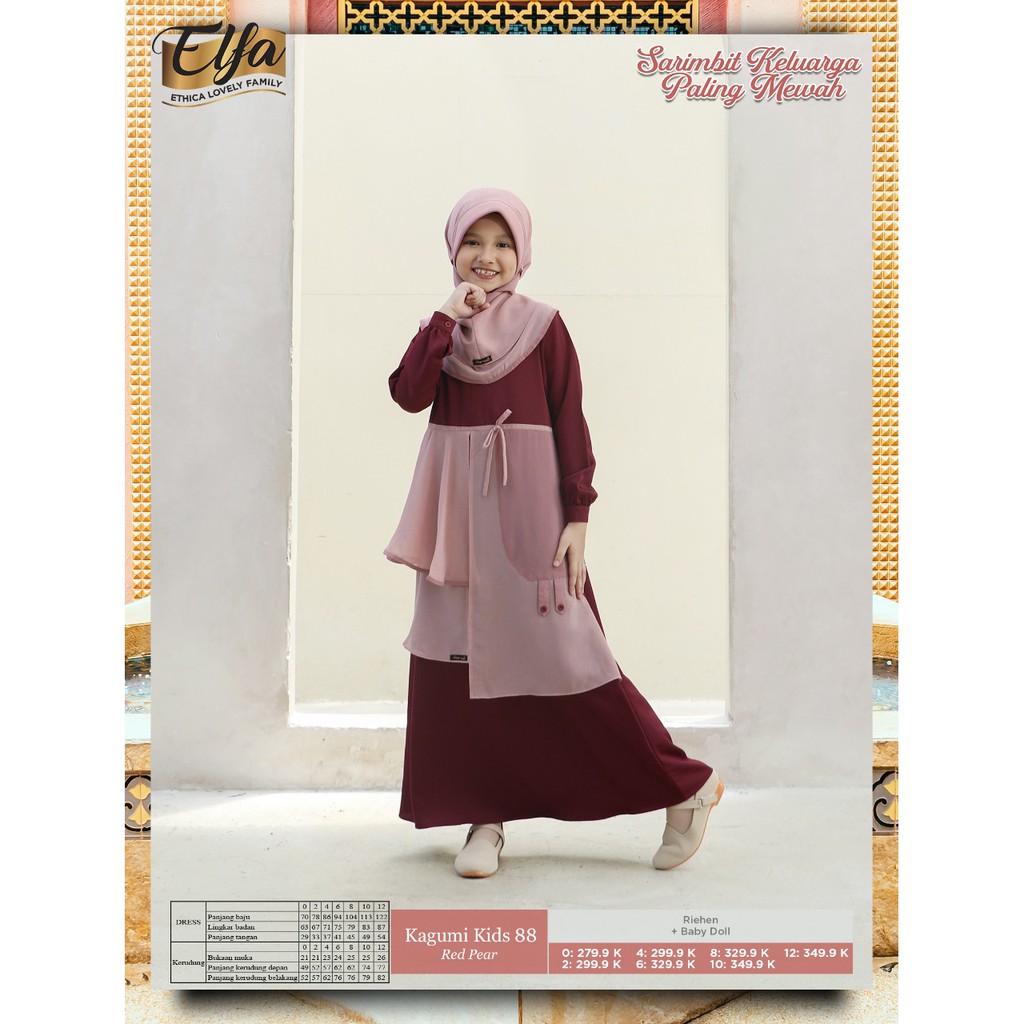 GAMIS ANAK TERBARU 2021 ETHICA KAGUMI KIDS 88 RED PEAR