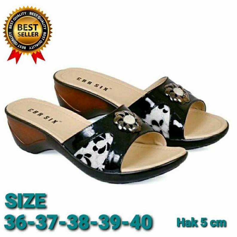 Sandal Wanita Clogs ibu ibu formal Sandal kondangan Sendal wedges Bagus Murah Berkualitas ori CR6