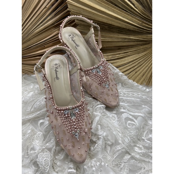 sepatu wanita wedding kiyarisa rosegold tali tinggi 7cm tahu