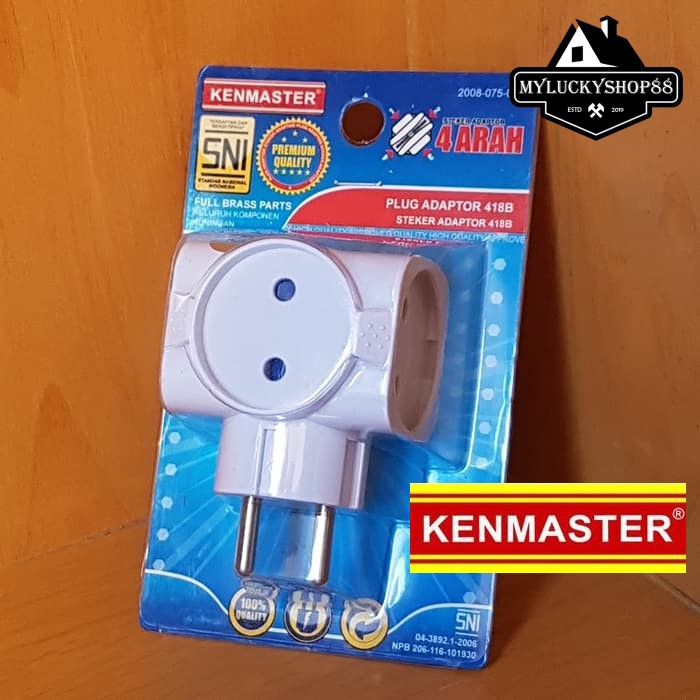Kenmaster 418B Steker T Arde Adaptor 4 Arah Lubang Soket - Socket