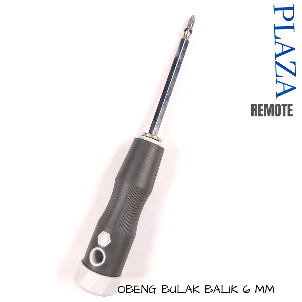 OBENG MAGNET BULAK BALIK + - CHROME 4 - 6 INCH GAGANG PLASTIK KUAT ANTI KARAT