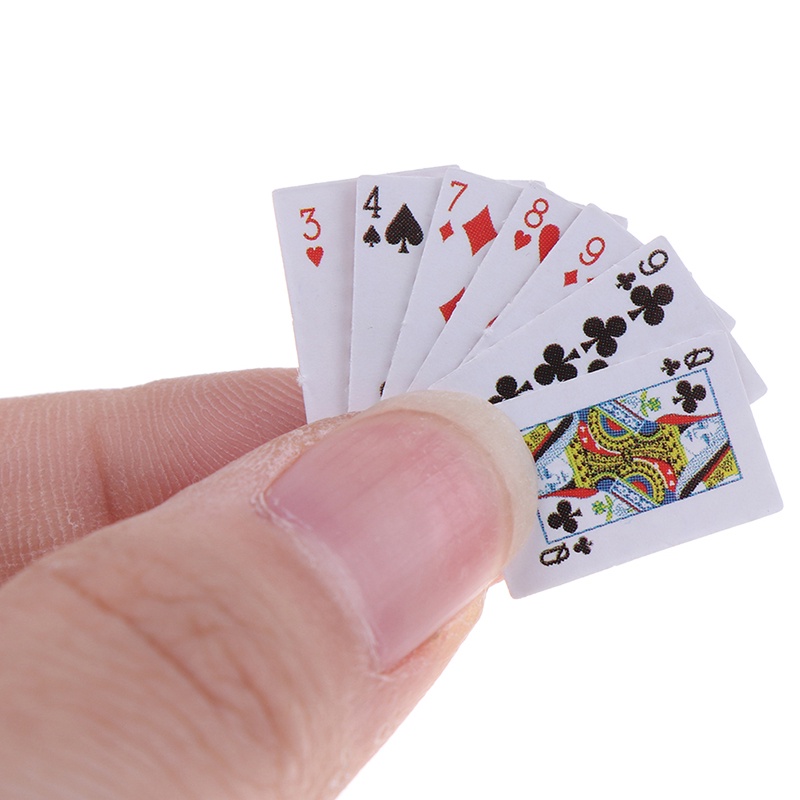 {LUCKID}1:12 Miniature Games Poker Mini Dollhouse Playing Cards For Dolls Accessory