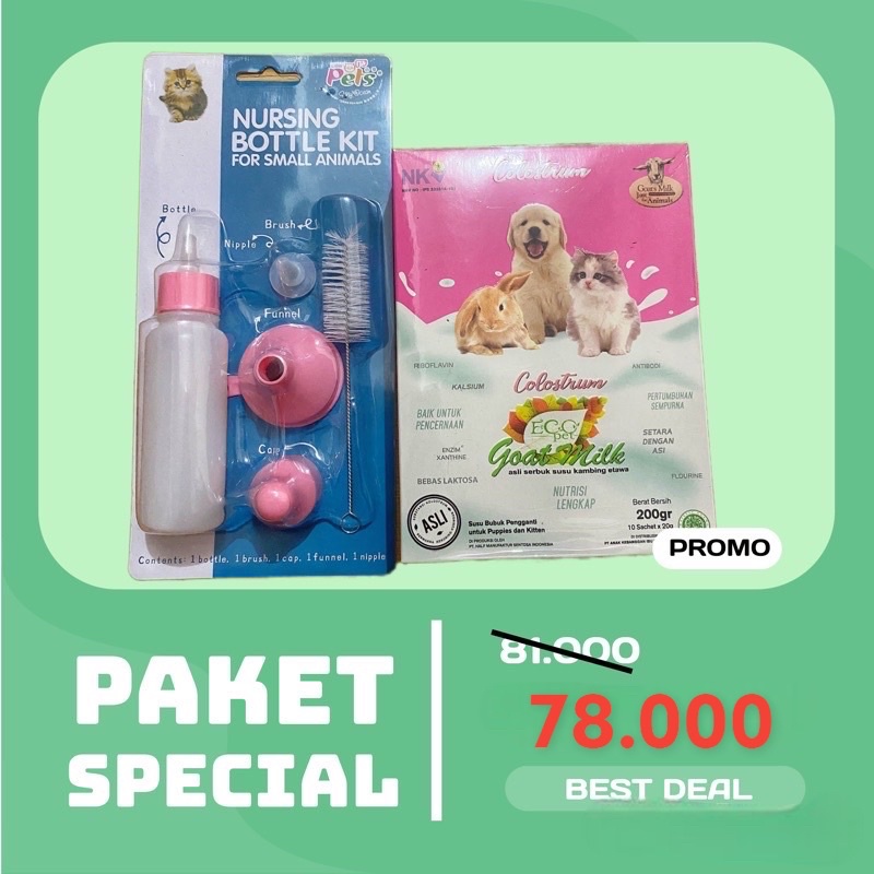 PAKET BUNDLE DOT SUSU 90ml - ECOPET GOAT MILK COLLOSTRUM KUCING ANJING