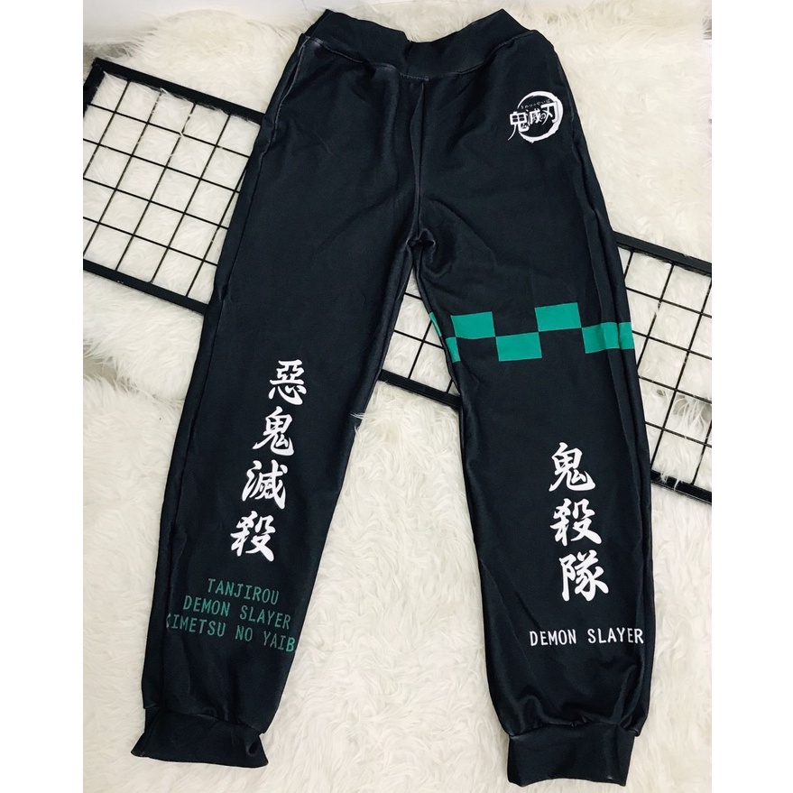 Celana Olahraga Jogger Pants Tanjiro Kanji Black Anime Manga Kimetsu No Yaiba