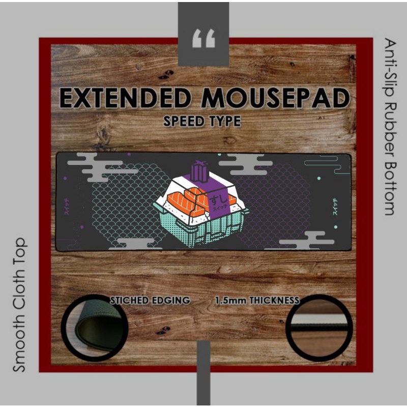 MousePad/Deskmat Sushi switch electric nori 90×30CM