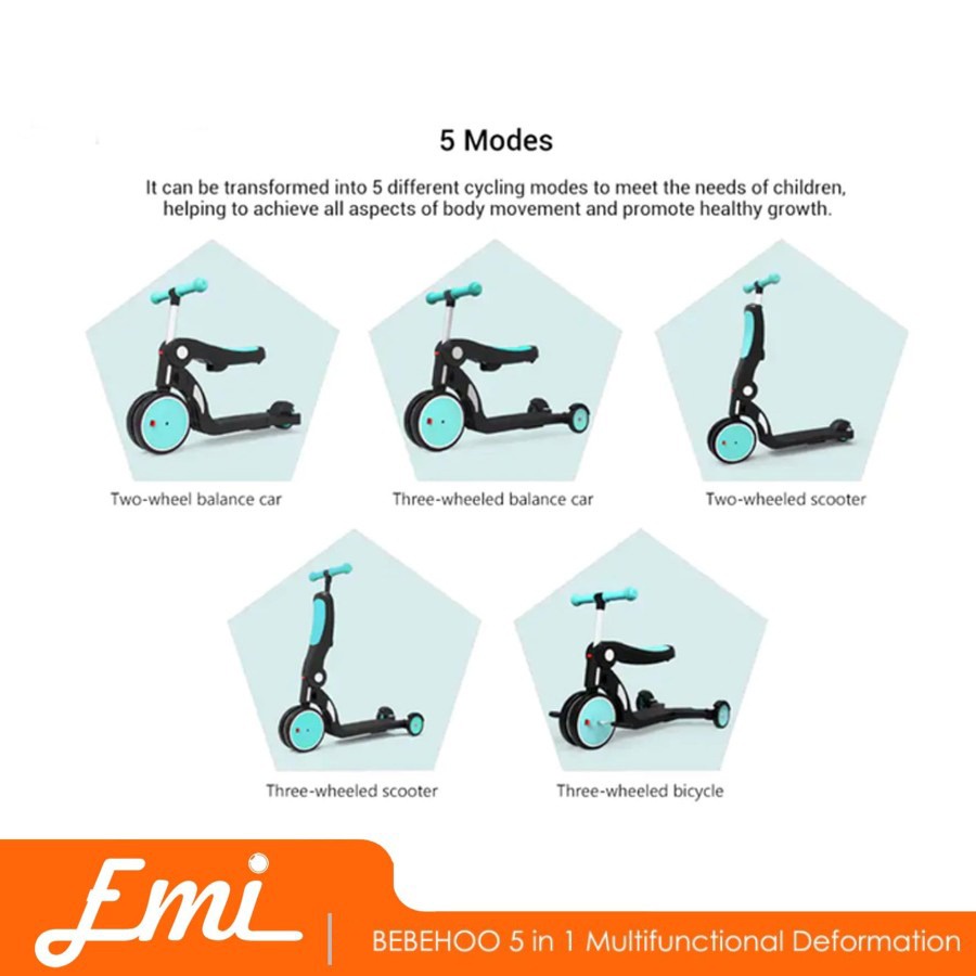 Scooter Sepeda Anak Bebehoo 5 in 1 Multifunctional Deformation