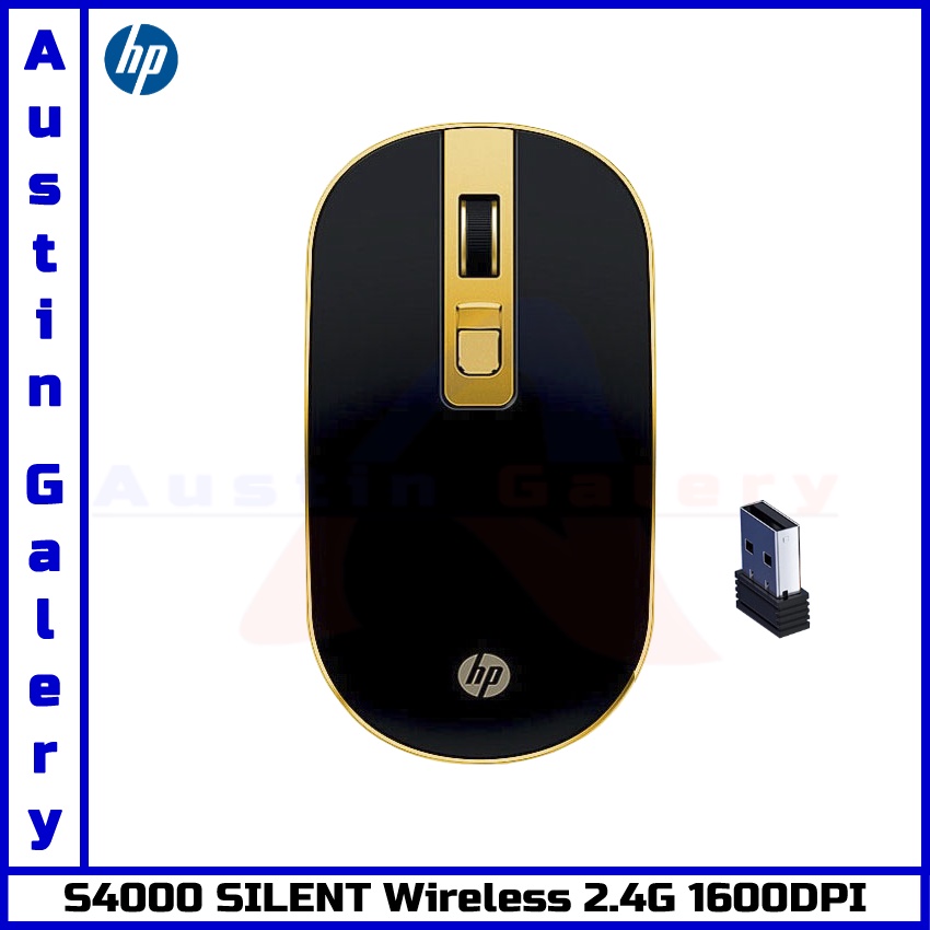 Mouse Wireless HP S4000 Silent 1600DPI Mouse Wireless 2.4G Untuk PC Laptop Komputer