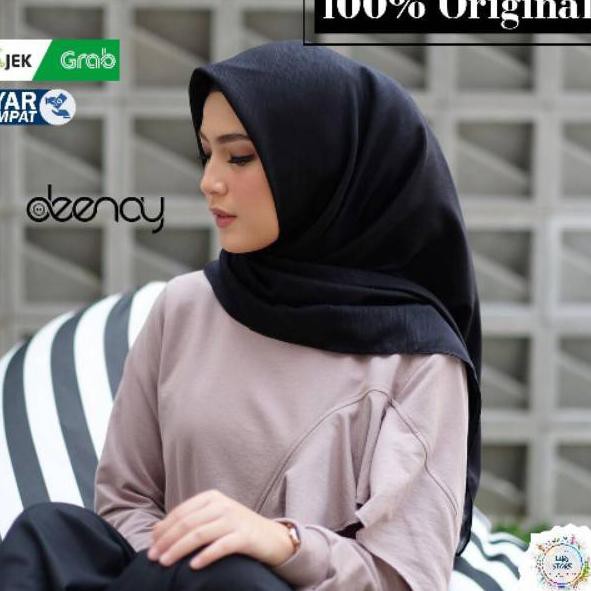 Produk Premium.. KERUDUNG DEENAY POLOS ORI LIZA BLACK LASERCUT Jilbab Hijab Voal Segi Empat Segiempa