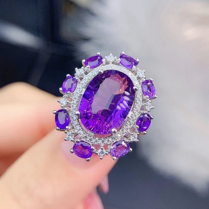 Fancyqube Cincin Cubic Zircon Bentuk Oval Gaya Eropa Dan Amerika Untuk Wanita