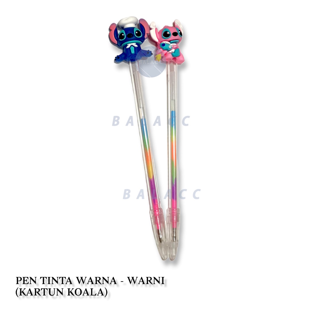 Pen Pelangi / Pen Tinta Pelangi / Pen Warna Murah Lucu Kartun Koala / Pen Tinta Gel Warna - Warni